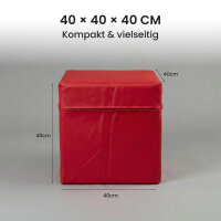 Seat Cube Faux Leather 40x40x40 cm Red