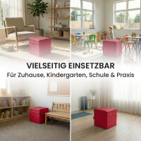 Seat Cube Faux Leather 40x40x40 cm Red