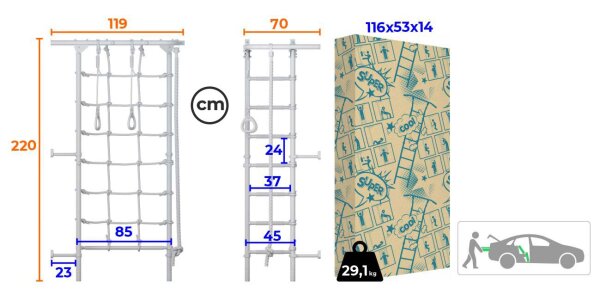 Wall Bars ClimbMaxx M5 Blue-Purple-Yellow