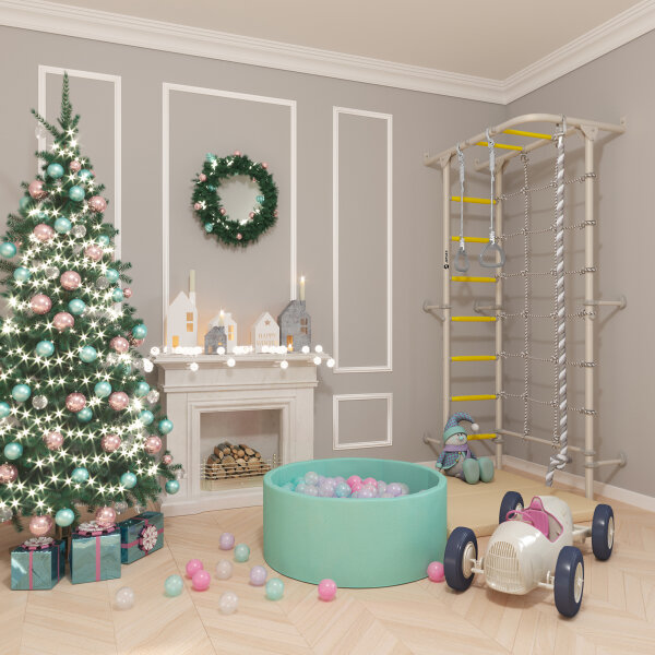 Sprossenwand ClimbMaxx M5 weiß-gelb